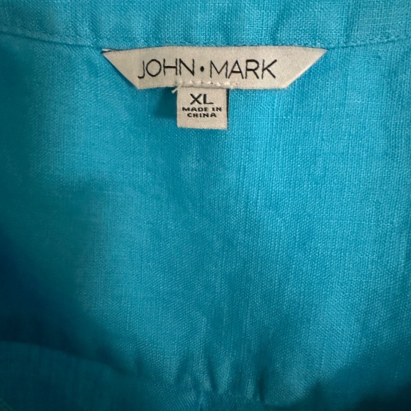 John Mark linen turquoise top - Picture 4 of 6